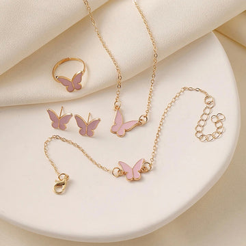 1 Set Fashion Exquisite Simple Versatile Butterfly Necklace Bracelet