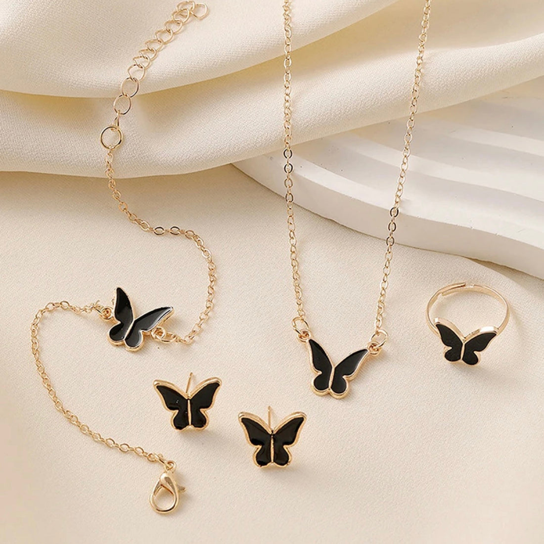 1 Set Fashion Exquisite Simple Versatile Butterfly Necklace Bracelet